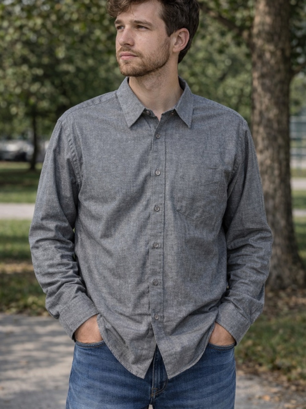 UNTUCKit Button Up Shirt Men’s Large Grey Long Sleeve